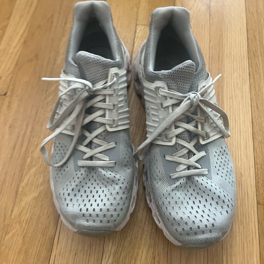 White on running sneakers